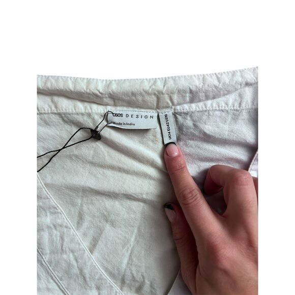 ASOS DESIGN Cotton Button Top with Tie Waist - Picture 5 of 5